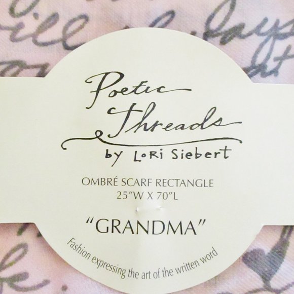 NWT! Demdaco Poetic Threads by Lori Siebert Grandma Rectangle Scarf, Peach Ombre - Picture 9 of 13